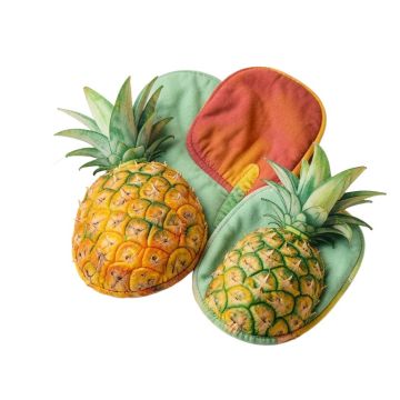 Safdie & Co. Inc. Pineapples 4-Piece Potholder And Oven Mitt Set