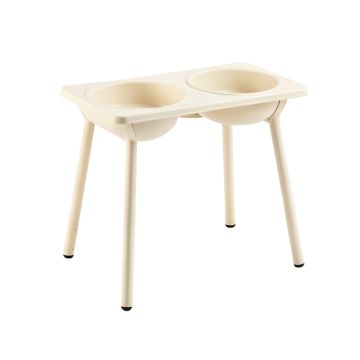 Heath Dale Pet Feeding Stand With Two Plain Empty Bowls - Ivory