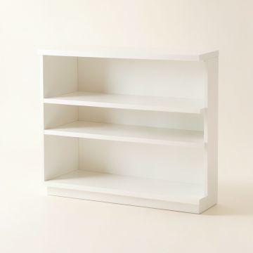 Maple Arc Low Bookcase - White (synthetic illustration; no displayed measurements)