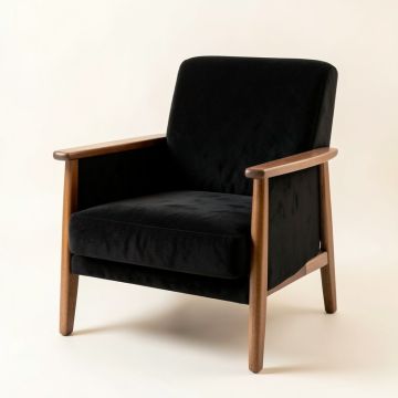 Rowan Bend Upholstered Armchair - Black (synthetic illustration; no displayed measurements)