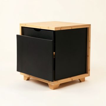 Vale Branch Freestanding Pull-Out Hamper Cabinet - Black (synthetic illustration; no displayed measurements)