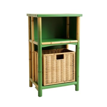 Alder Crest Freestanding Pull-Out Hamper Cabinet - Green