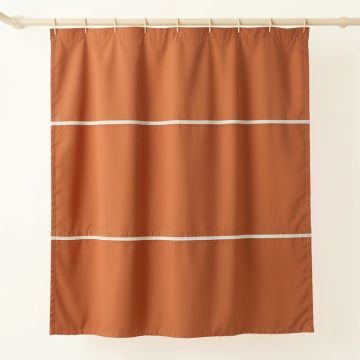 Lake Crest Shower Curtain Hanging Flat From A Plain Rod - Terracotta (synthetic illustration; no displayed measurements)