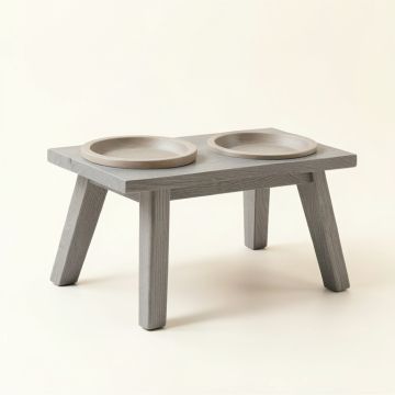 Alder Canyon Pet Feeding Stand With Two Plain Empty Bowls - Gray (synthetic illustration; no displayed measurements)