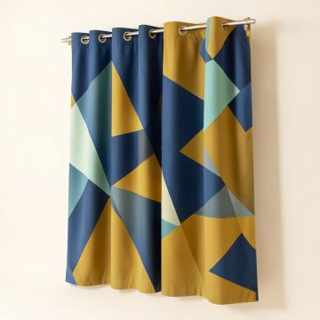 Abstract Geometry Bicolored Random Altered Geometric Elements Contemporary Arrangement Kitchen Curtain (synthetic illustration; no displayed measurements)