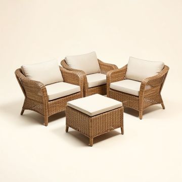 Falmouth 3 Piece Rattan Seating Group With Cushions (synthetic illustration; no displayed measurements)