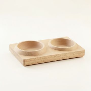 Hazel Bluff Pet Feeding Stand With Two Plain Empty Bowls - Beige (synthetic illustration; no displayed measurements)
