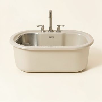 33 '' L X 22 '' W Farmhouse Kitchen Sink With Sink Grid And Strainer (synthetic illustration; no displayed measurements)
