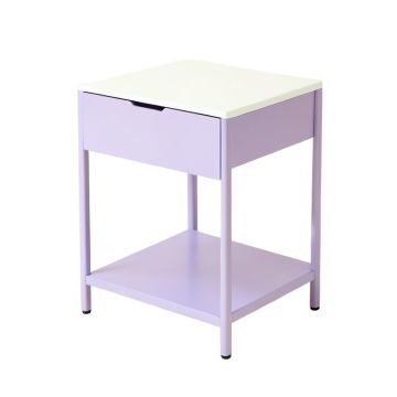 Aysu Metal Nightstand In White/Light Purple