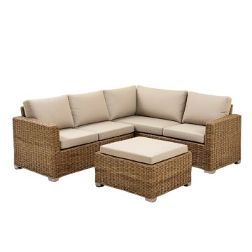 Adal Outdoor Patio 4 Piece Rattan Sectional Seating Group With Cushions