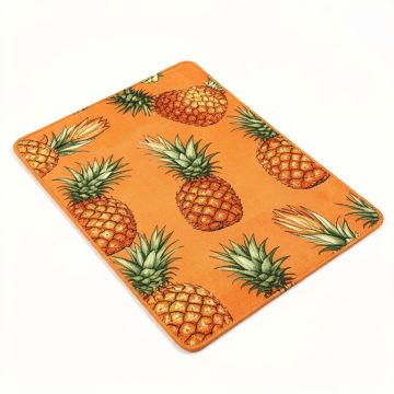 Vintage Pattern Of Tropical Exotic Climate Fruits Pineapples Hawaii Summer Design Orange White Kitchen Mat (synthetic illustration; no displayed measurements)