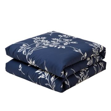Blue Leaves Navy Duvet Cover Set (synthetic illustration; no displayed measurements)
