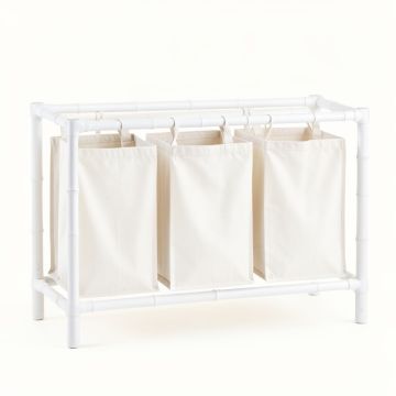 Flint Arc Laundry Sorting Station With Plain Removable Bags (synthetic illustration; no displayed measurements)