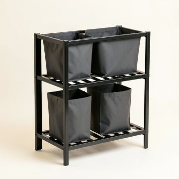 Aspen Dell Laundry Sorting Station With Plain Removable Bags - Black (synthetic illustration; no displayed measurements)