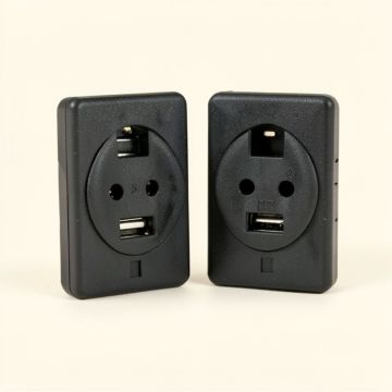 Two Desk Edge Mount Power Outlets With Usb Charge Ports (synthetic illustration; no displayed measurements)