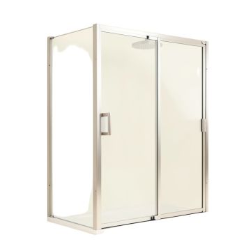 Levity 59.62 '' W X 82 '' H Double Sliding Shower Door With Blade Handles With Cleancoat® Technology