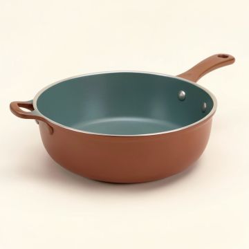 Ayesha Home Collection Porcelain Enamel Nonstick Chef Pan With Pour Spouts , 9.75-Inch (synthetic illustration; no displayed measurements)