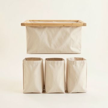 Fern Bluff Laundry Sorting Station With Plain Removable Bags - Beige (synthetic illustration; no displayed measurements)
