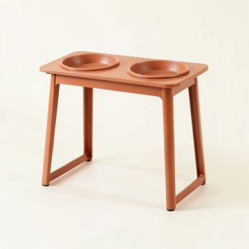 Aspen Canyon Pet Feeding Stand With Two Plain Empty Bowls - Terracotta (synthetic illustration; no displayed measurements)