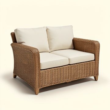 Bagley 59 '' Wide Outdoor Wicker Loveseat With Cushions (synthetic illustration; no displayed measurements)