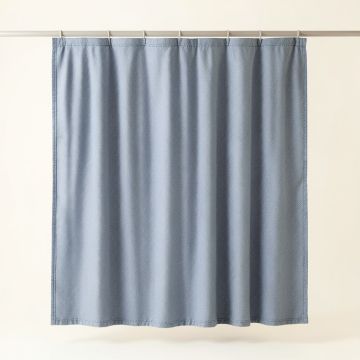 Ash Canyon Shower Curtain Hanging Flat From A Plain Rod - Blue (synthetic illustration; no displayed measurements)