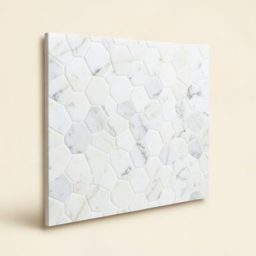 Carrara 2 '' X 2 '' Marble Honeycomb Mosaic Wall & Floor Tile (synthetic illustration; no displayed measurements)