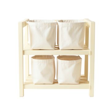Meadow Bridge Laundry Sorting Station With Plain Removable Bags - Cream