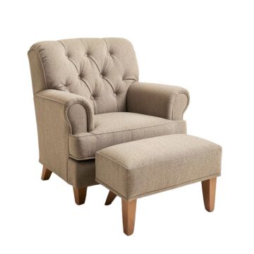 Fieldbrook Tufted Polyester Armchair And Ottoman (synthetic illustration; no displayed measurements)