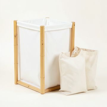Stone Crossing Laundry Sorting Station With Plain Removable Bags - White (synthetic illustration; no displayed measurements)