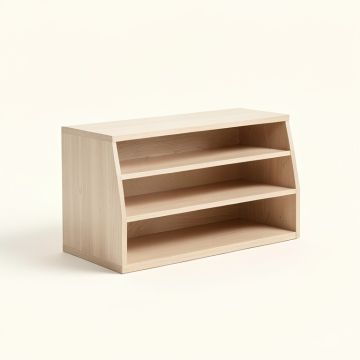 Harbor Arc Low Bookcase - Beige (synthetic illustration; no displayed measurements)