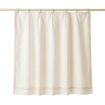 Elm Falls Shower Curtain Hanging Flat From A Plain Rod - Ivory (synthetic illustration; no displayed measurements)