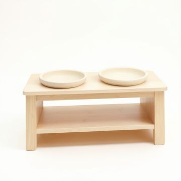 Ridge Bluff Pet Feeding Stand With Two Plain Empty Bowls - Ivory (synthetic illustration; no displayed measurements)