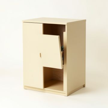 Shore Crest Freestanding Pull-Out Hamper Cabinet - Beige (synthetic illustration; no displayed measurements)