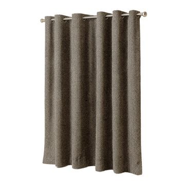 Abihail Burlap Weave Geometric Max Blackout Thermal Grommet Single Curtain Panel