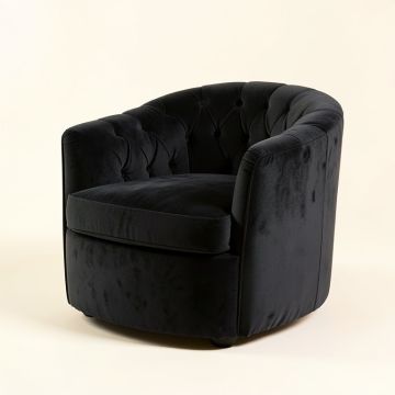 Madeleine 32 '' Wide Tufted Velvet Barrel Chair (synthetic illustration; no displayed measurements)