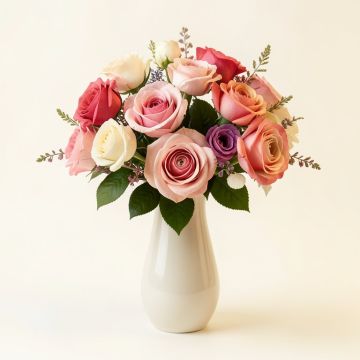 Artificial Roses Floral Arrangements And Centerpieces In Vase (synthetic illustration; no displayed measurements)