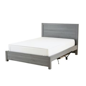 Twin Size Wood Platform Bed With Adjustable Trundle And Headboard/Strong Wood Slat Support