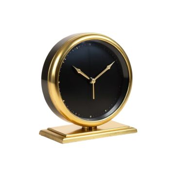 Mid-Century Modern Metal Mechanical Tabletop Clock In Gold/Black
