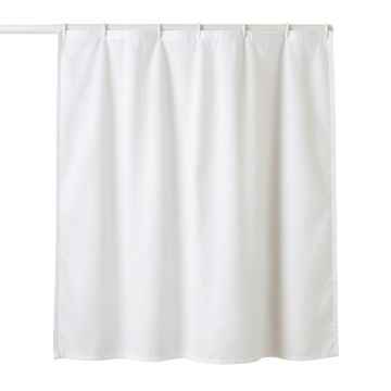 Cove Canyon Shower Curtain Hanging Flat From A Plain Rod - White