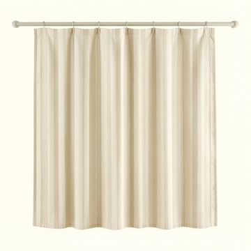 Linden Bend Shower Curtain Hanging Flat From A Plain Rod - Cream (synthetic illustration; no displayed measurements)