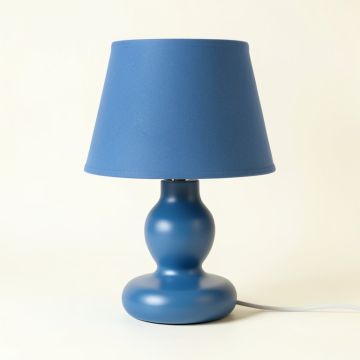 Hazel Crest Table Lamp With A Plain Fabric Shade - Blue (synthetic illustration; no displayed measurements)