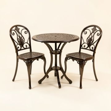 3 Piece Patio Bistro Table Set Outdoor Furniture Antique Aluminium Chair Bistro (synthetic illustration; no displayed measurements)