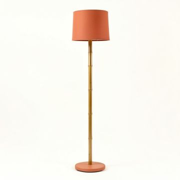 Pine Arc Floor Lamp With A Plain Fabric Shade - Terracotta (synthetic illustration; no displayed measurements)