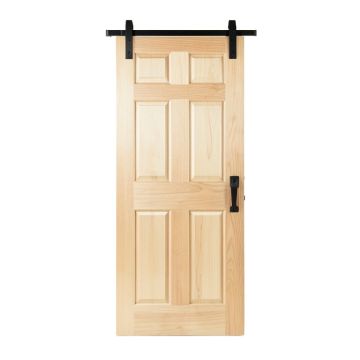 Paneled Wood Unfinished Barn Door Without Installation Hardware Kit