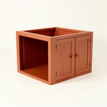 Oak Crossing Empty Furniture-Style Litter Enclosure - Terracotta (synthetic illustration; no displayed measurements)