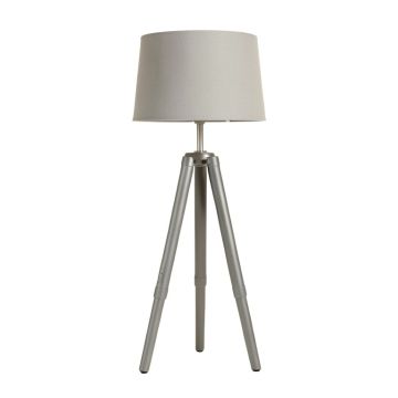 Slate Arc Floor Lamp With A Plain Fabric Shade - Gray