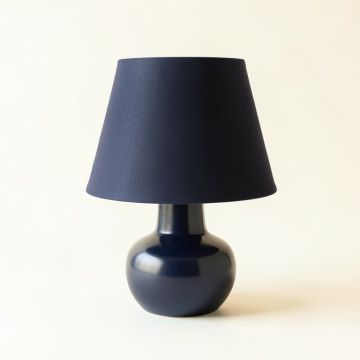 Maple Arc Table Lamp With A Plain Fabric Shade - Navy (synthetic illustration; no displayed measurements)