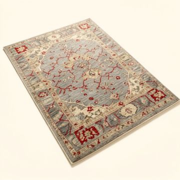 Villegas Oriental Machine Made Power Loom Wool/Polyester Beige/Gray/Red Area Rug (synthetic illustration; no displayed measurements)