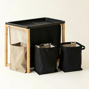 Linden Brook Laundry Sorting Station With Plain Removable Bags - Black (synthetic illustration; no displayed measurements)