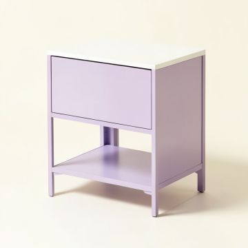 Valleystone Metal Nightstand In White/Light Purple (synthetic illustration; no displayed measurements)